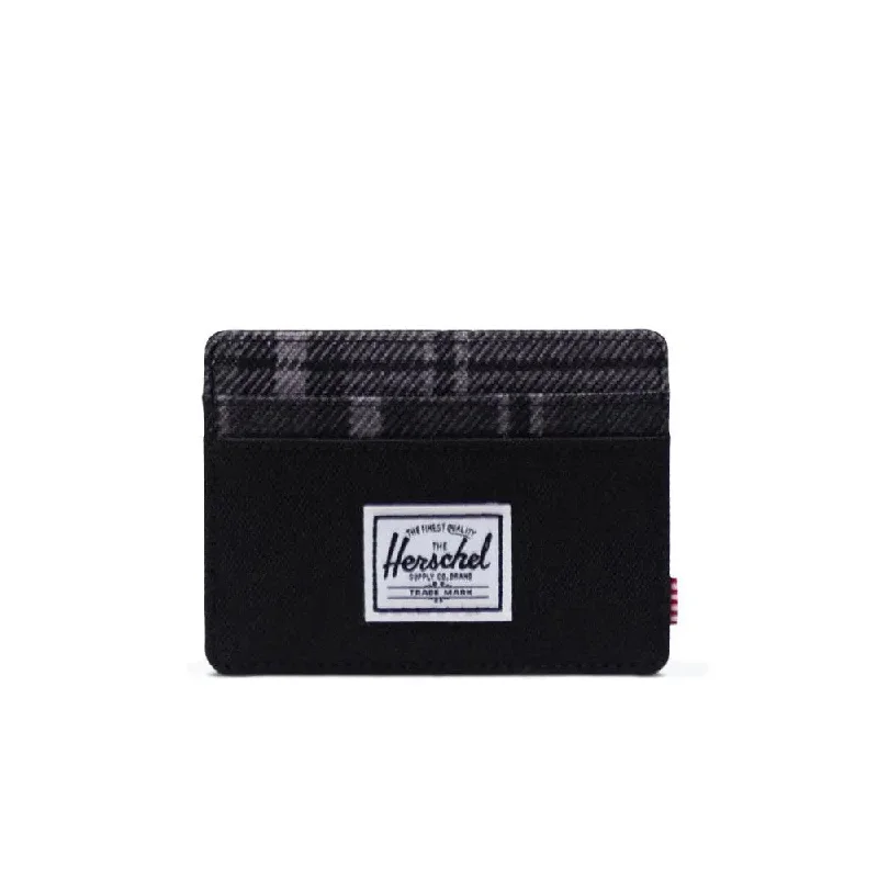 Charlie Wallet (Black + Greyscale Plaid)